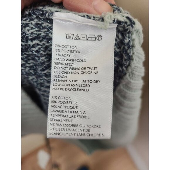 Silence + Noise Womens Oversized Pullover Sweater Medium Gray Mint Green V Neck - Picture 6 of 7